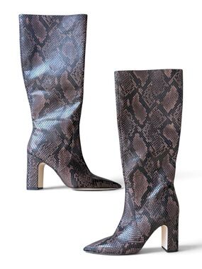 Steve Madden Brown Snake-Print Knee Boots